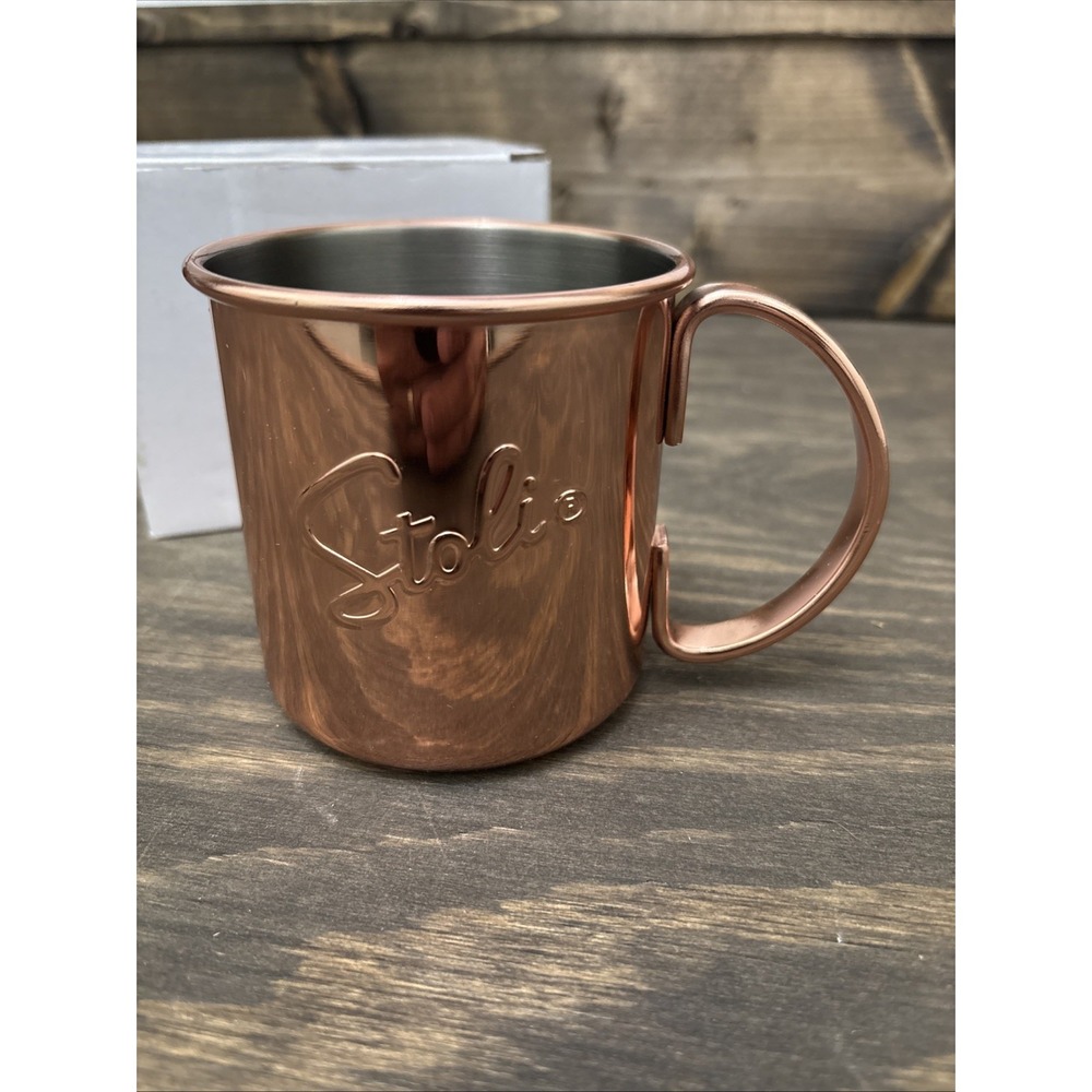 NIB Stoli Vodka Copper Moscow Mule Mug Copper Plated